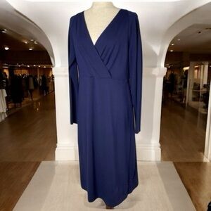 TALBOTS surplice Navy Blue long sleeve Dress size 10